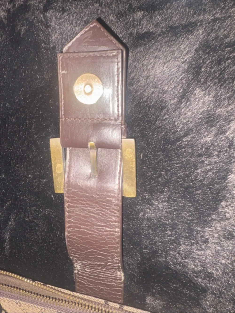 Vintage DB Logo Brown Canvas Crossbody Bag with Dark Brown Trim